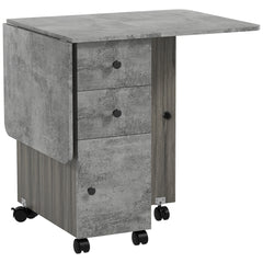Multi-Storage Six-Person Drop Leaf Dining Table - Mixed Grey