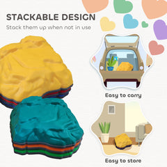 AIYAPLAY Balance Stepping Stones for Kids with Non-Slip Bottom, Indoor Outdoor Obstacle Course for Ages 3-8 Years, Multicoloured