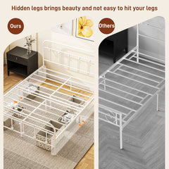 Double Minimalistic Metal Bed Frame - White