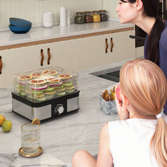 Fynco - 5 Tier Food Dehydrator, 245W Stainless Steel Food Dryer Machine with Adjustable Temperature for Drying Fruit, Meat, Vegetable, Jerky and Pet Treat, Black