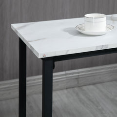 Three-Piece Marble-Effect Bar Table Set - White/Black