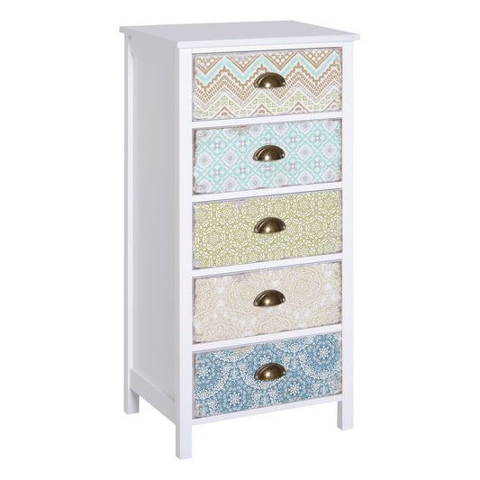 Chest of 5 Drawers Bedside Cabinet Side Storage Chest Entryway Living Room Bedroom Furniture Organizer Unit