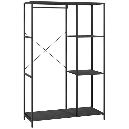 Steel Frame Clothes Storage Rack, with Shelves - Black