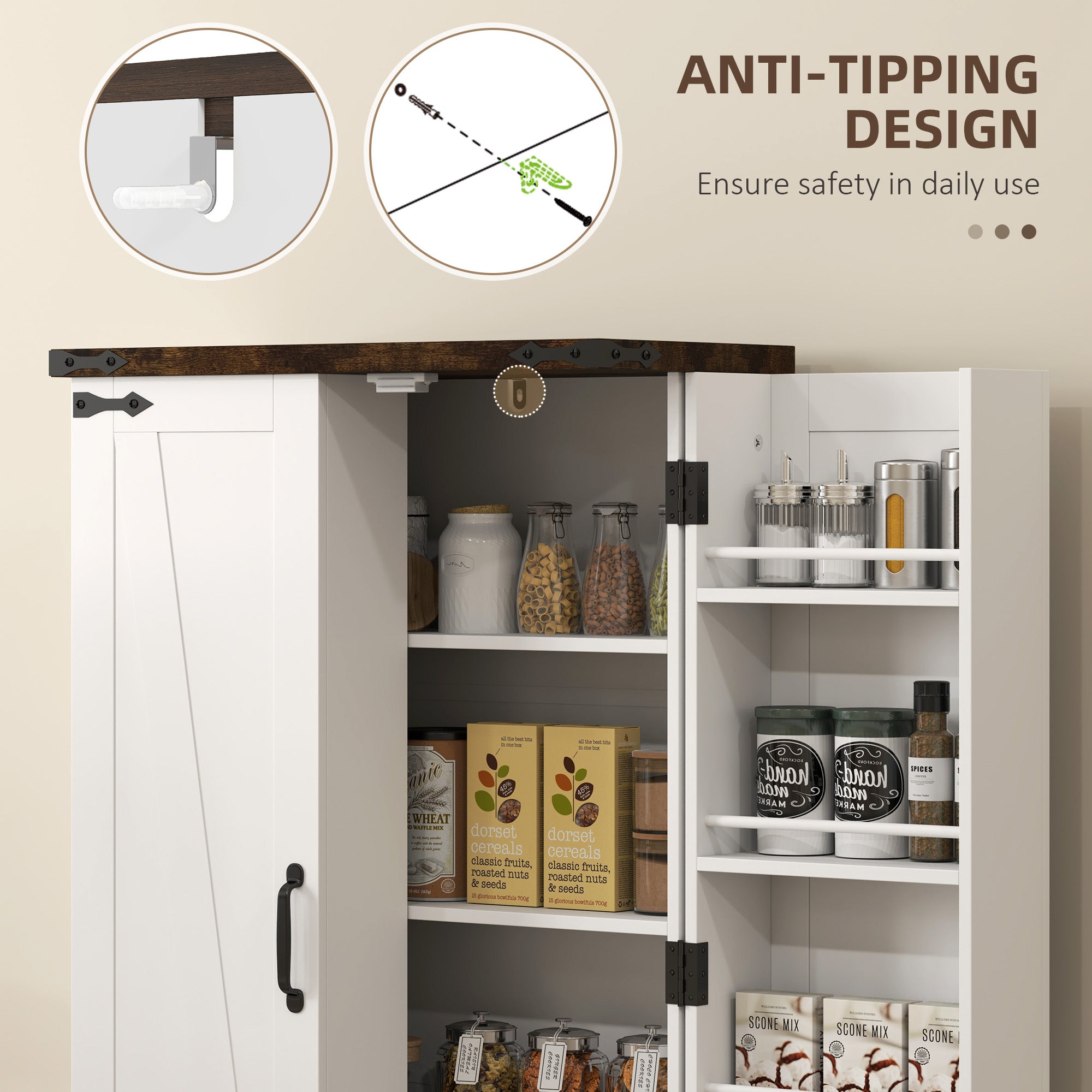 Multi-Storage Farmhouse Style Cabinet - White