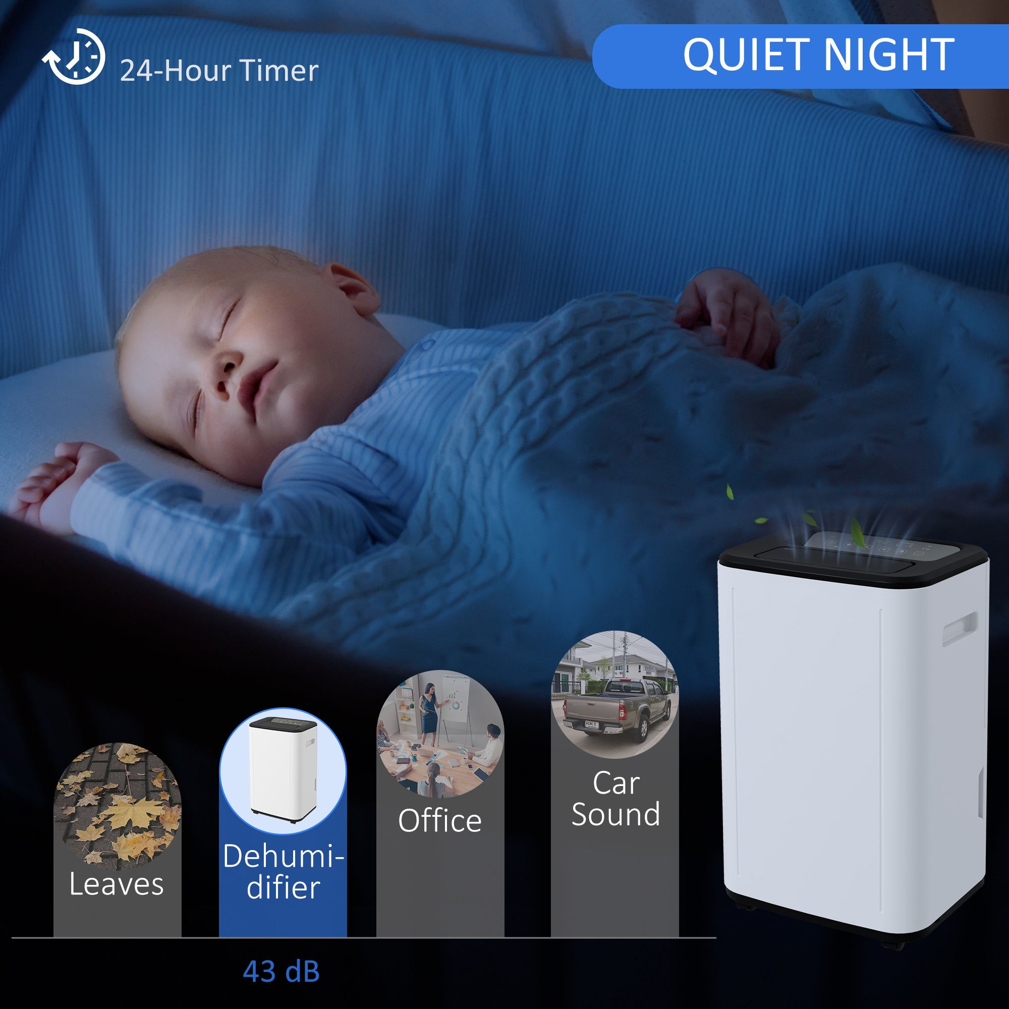 Fynco - 6000mL Portable Dehumidifier with 24H Timer, 3 Dehumidifying Modes, 20L/Day, for Home Laundry Basement