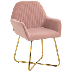 Modern Arm Chair Upholstered Accent Chair with Metal Base for Living Room Pink