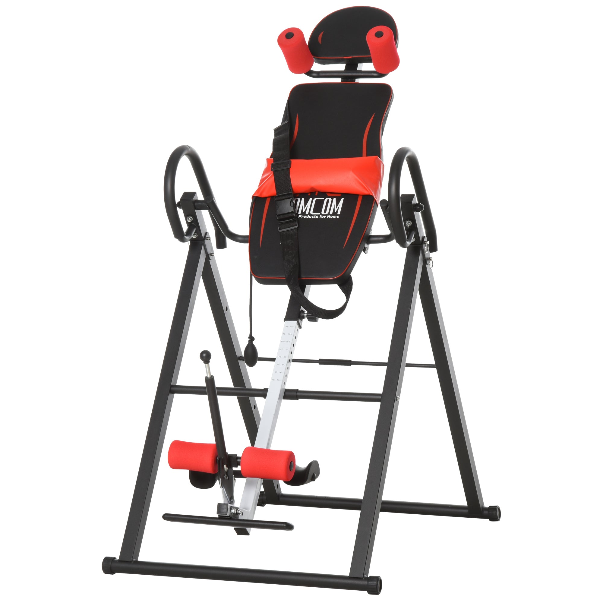 Gravity Inversion Table with Safety Belt Adjustable Hand Stand for Muscle Pain Relief, Red