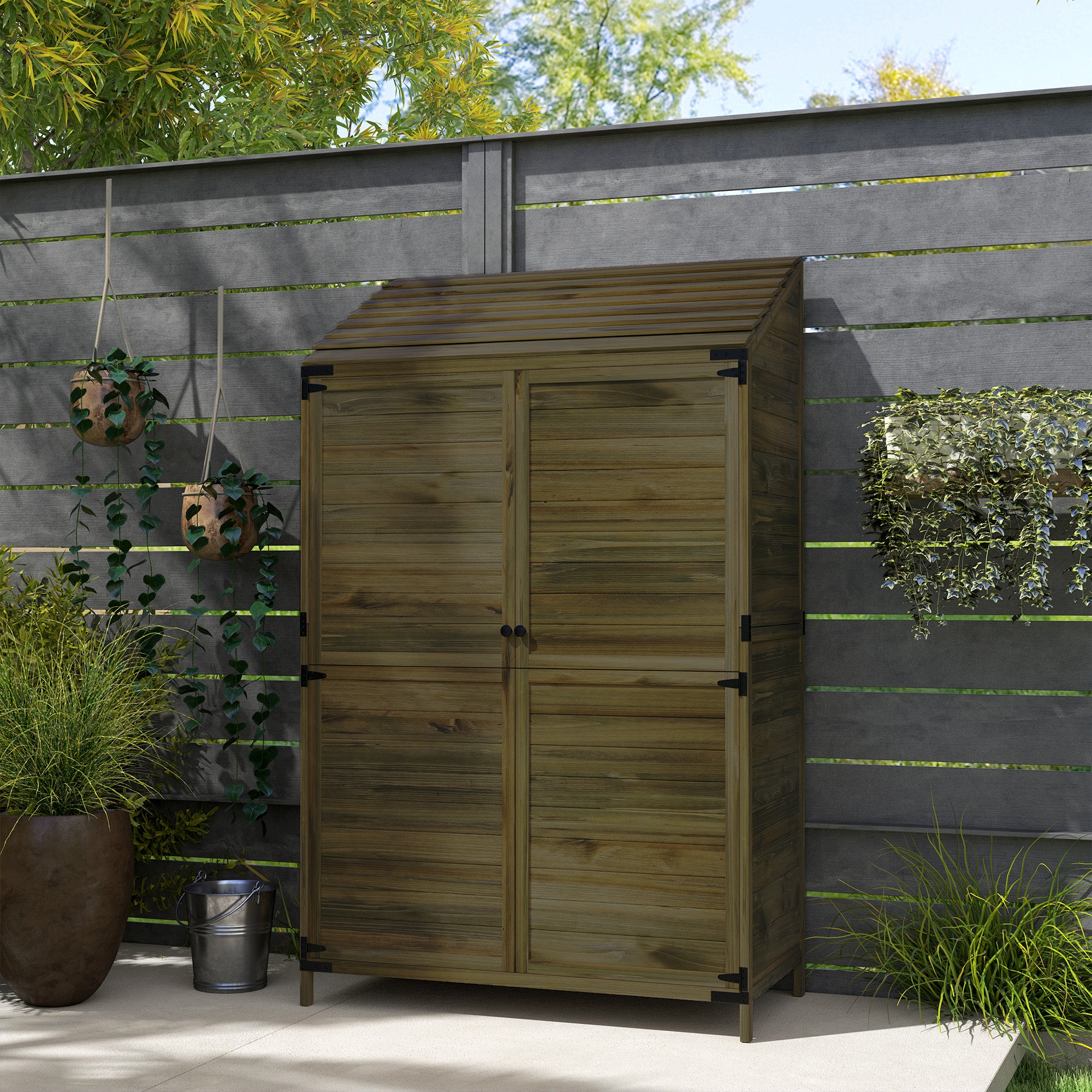 103.5 x 59 cm Wooden Garden Shed - Brown