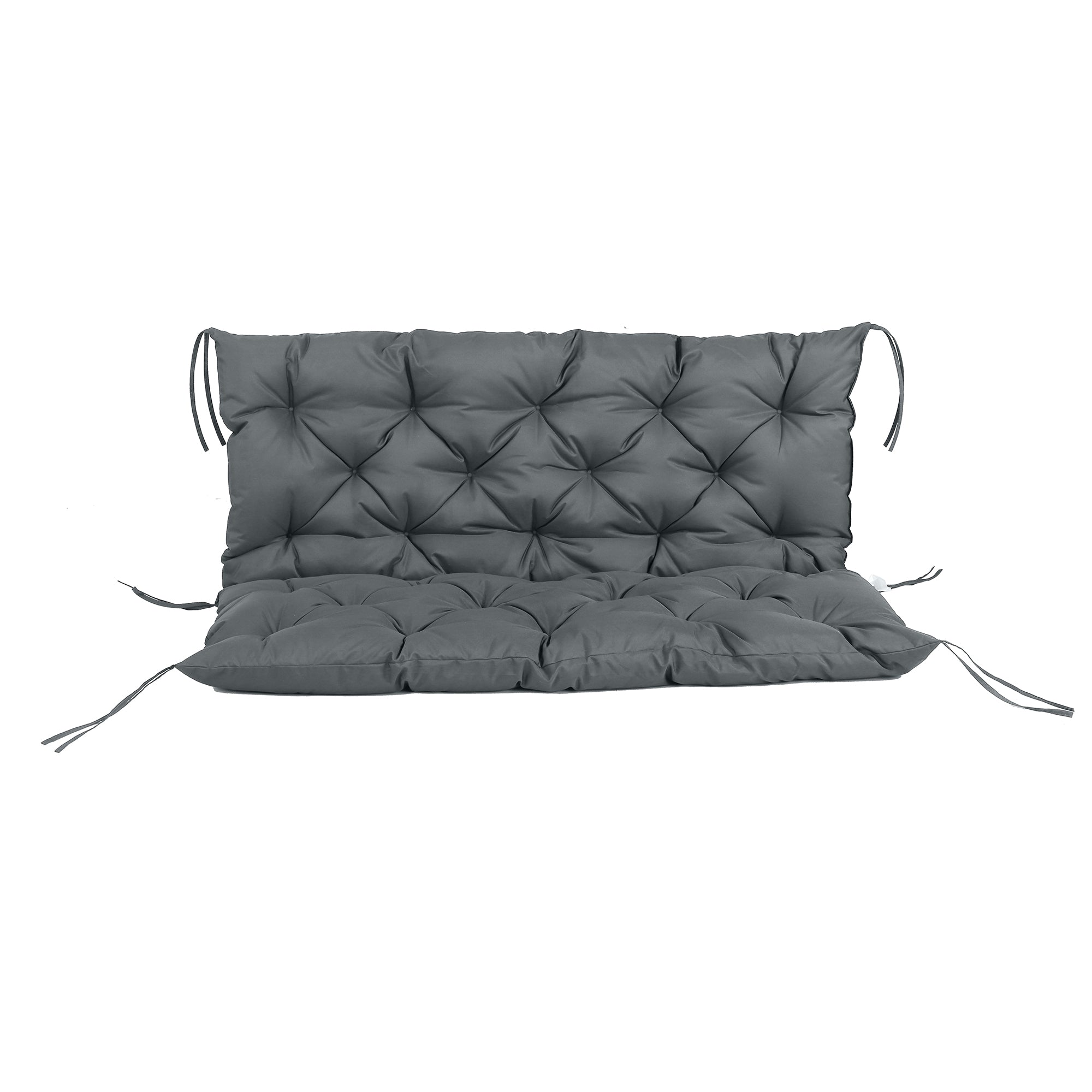 Fynco - Garden Bench Cushion, 2 Seater Swing Chair Cushion, Seat Pad with Ties for Indoor and Outdoor Use, 110 x 120 cm, Dark Grey