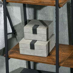 Clothes Rail, Metal Clothes Rack with Shoe Rack, 5 Tier Storage Shelves, 5 Side Hooks, Coat Stand for Bedroom, Living Room, Hallway, Rustic Brown and Black