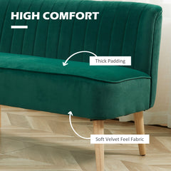 Fynco - Modern Velvet Double Seat Sofa w/ Wood Frame Foam Padding High Back Soft Comfortable Compact Couch Green