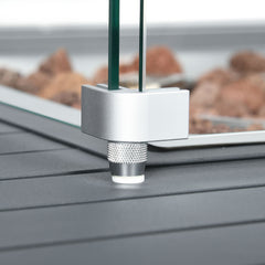 6-Piece Aluminium Garden Furniture Set with Fire Pit Table, Outdoor Dining Sofa Set with Cushions, Loveseats and Footstools, Sectional Corner Conservatory Furniture for Patio, Grey