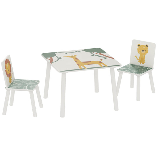AIYAPLAY 3-Piece Toddler Table and Chair Set, Kids Table with 2 Chairs Set for Bedroom, Nursery, Playroom, Green