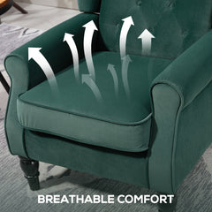 Wingback Accent Chair, Retro Upholstered Button Tufted Occasional Chair for Living Room and Bedroom, Green