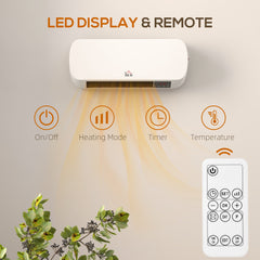 Fynco - 2000W Wall Mounted Ceramic Space Heater, 10-49°C Temperature, White