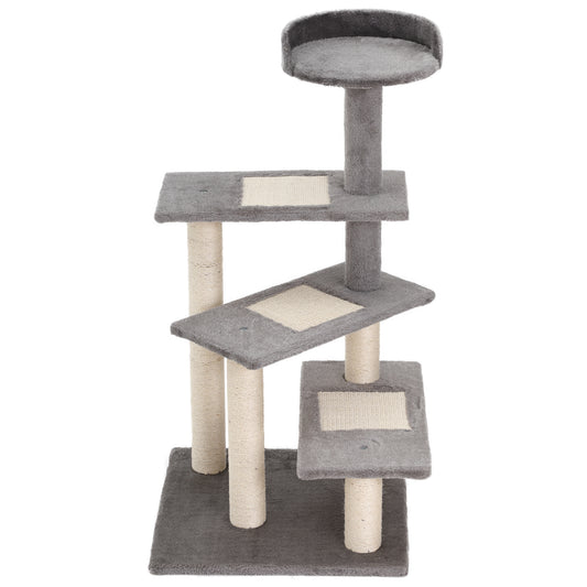 100 cm Cat Tree for Indoor Cats Kitten Scratch Scratching Post Climbing Tower Activity Centre Grey