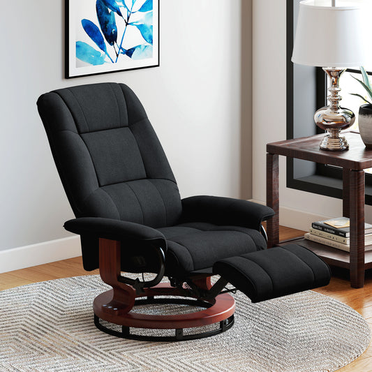 Fynco - Reclining Swivel Chair, with Footrest - Black