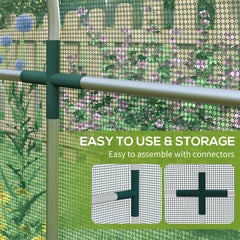 Fynco - 360 x 120cm Galvanised Steel Fruit Cage, Plant Protection Tent with Zipped Door, Green