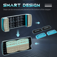 Aerobic Step with 3-Level Adjustable Heights for Home, Office Exercise, Black and Blue