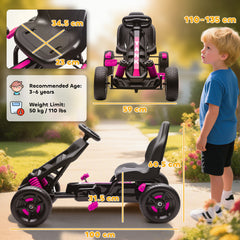 AIYAPLAY Pedal Go kart for Kids Ages 3-6 Years, with Automatic Clutch, Brake, EVA Anti-Slip Wheels, Pink