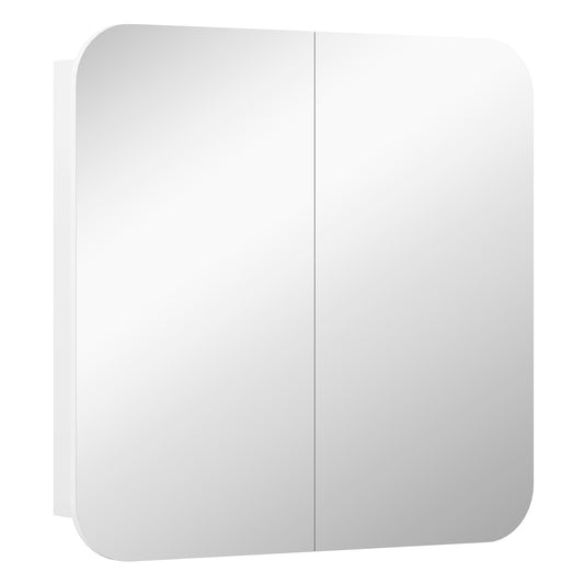 Fynco - Arched Bathroom Mirror Cabinet with Adjustable Shelves - White
