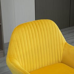 Velvet-Feel Plisse Back Accent Chair - Yellow