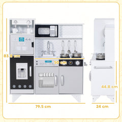 AIYAPLAY Kids Play Kitchen with Sound, Ice/Coffee Maker, Utensils, Microwave, Stainless Steel Utensils, for 3-6 Years