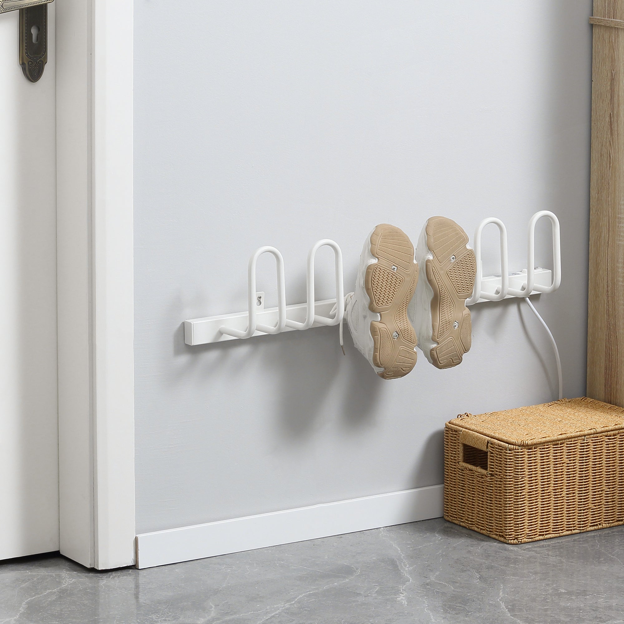 Fynco - 3 Pairs Electric Shoe Dryer, Wall Mounted Shoe Warmers with Constant Temperature for Boots, Leather Shoes, Socks, White