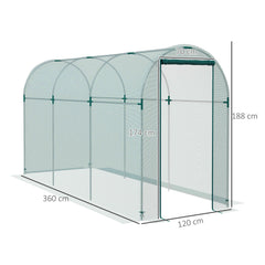 Fynco - 360 x 120cm Galvanised Steel Fruit Cage, Plant Protection Tent with Zipped Door, Green