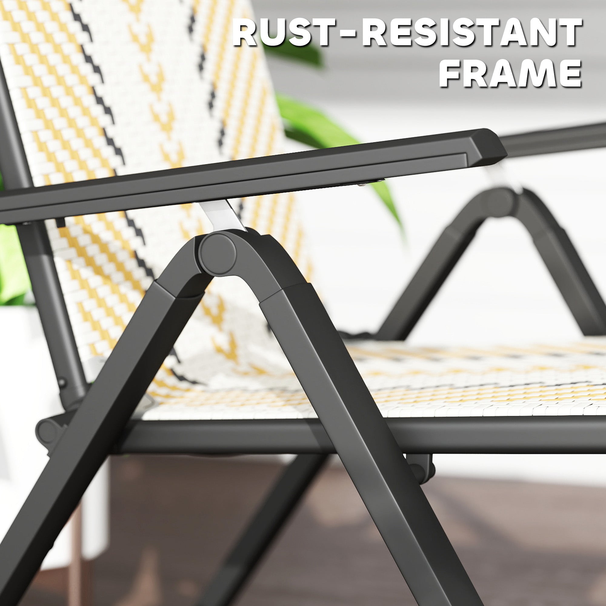 Set of Two Rattan Reclining Garden Chairs - Multicolour