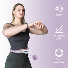 SPORTNOW Smart Weighted Hula Hoop, Massage Hula Ring w/ 16 Detachable Knots, 360° Auto-Rotating Ball, Digital Counter, Purple