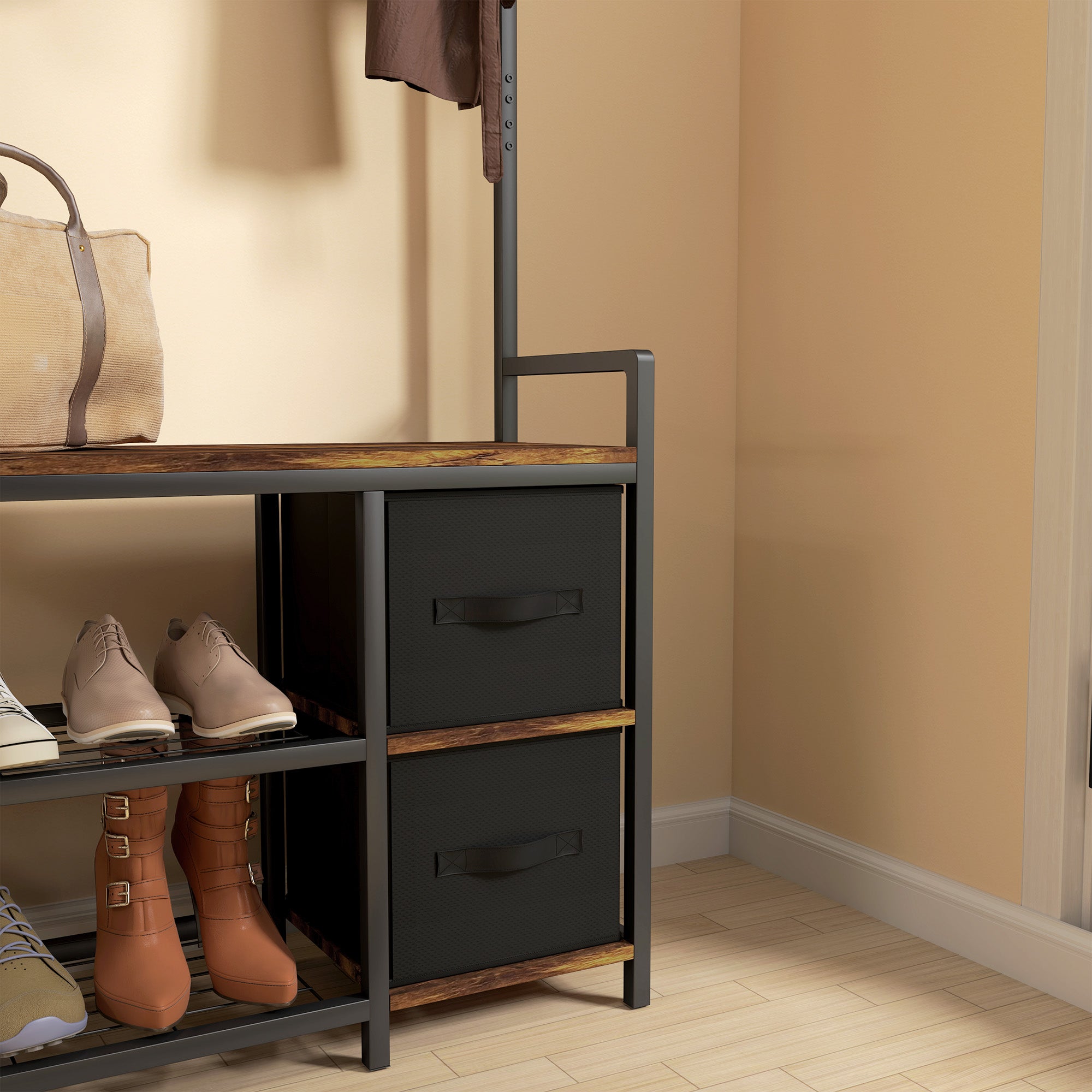 Industrial-Style Multi-Use Hallway Tree - Brown/Black