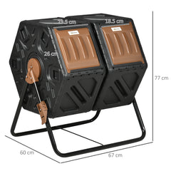 130L Double Chamber Composter - Black