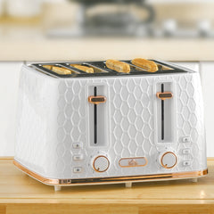 Four-Slice Honeycomb Toaster - White
