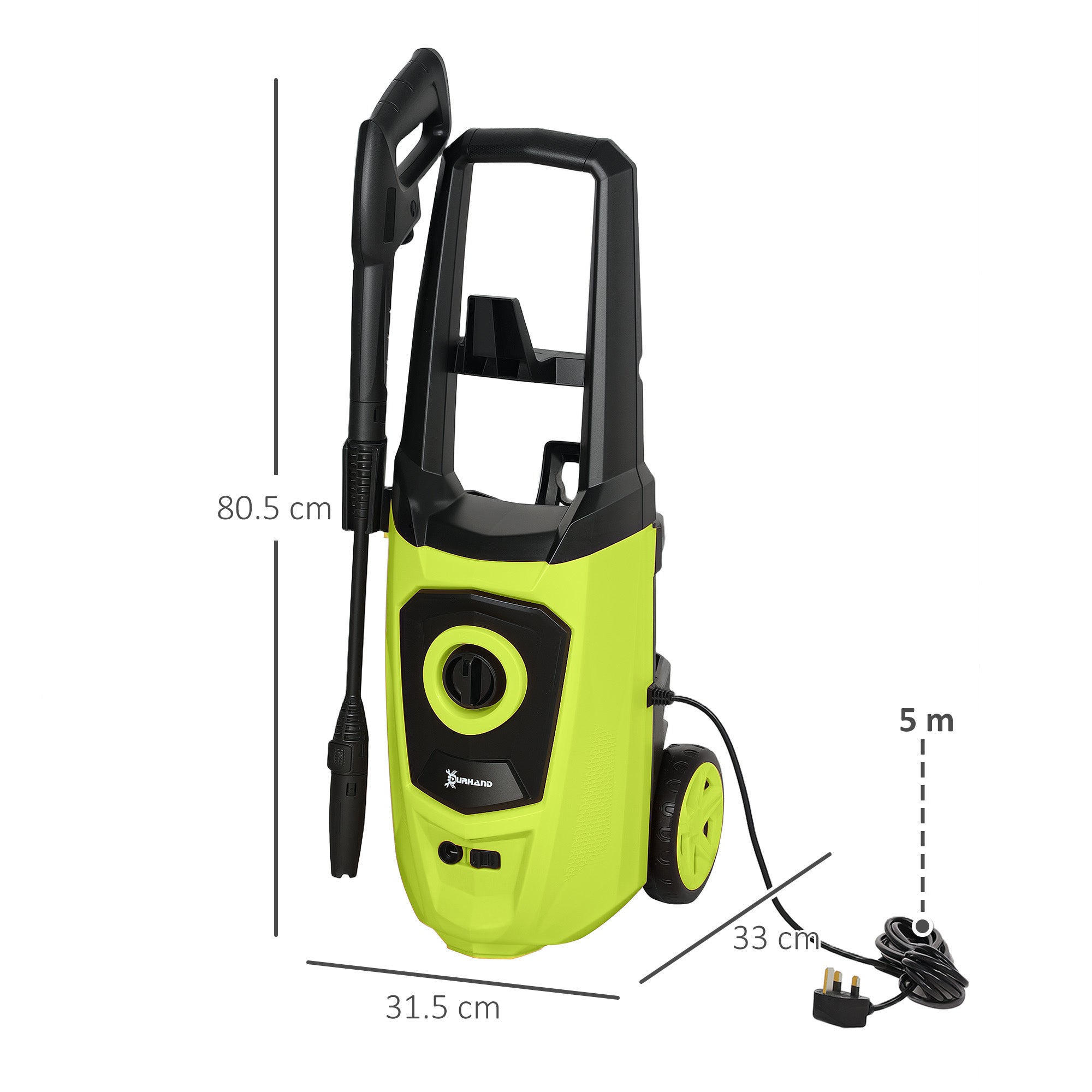 1800W High Pressure Washer, 150 Bar Pressure, 510 L/h Flow, High-Performance Portable Power Jet Wash Cleaner Green