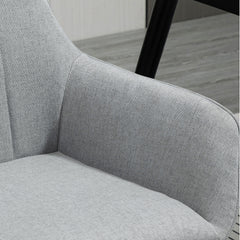 Dining Chairs Set of 4, Upholstered Linen Fabric Kitchen Chairs with Metal Legs for Living Room Dining Room, Light Grey