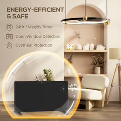 Fynco - Electric Heater Wifi Smart App, 2000W Glass Panel Heater Radiator, Freestanding or Wall Mounted Convector Space Heater with LED Display, 24Hr 7 Day Timer, Adjustable Thermostat, Remote Control