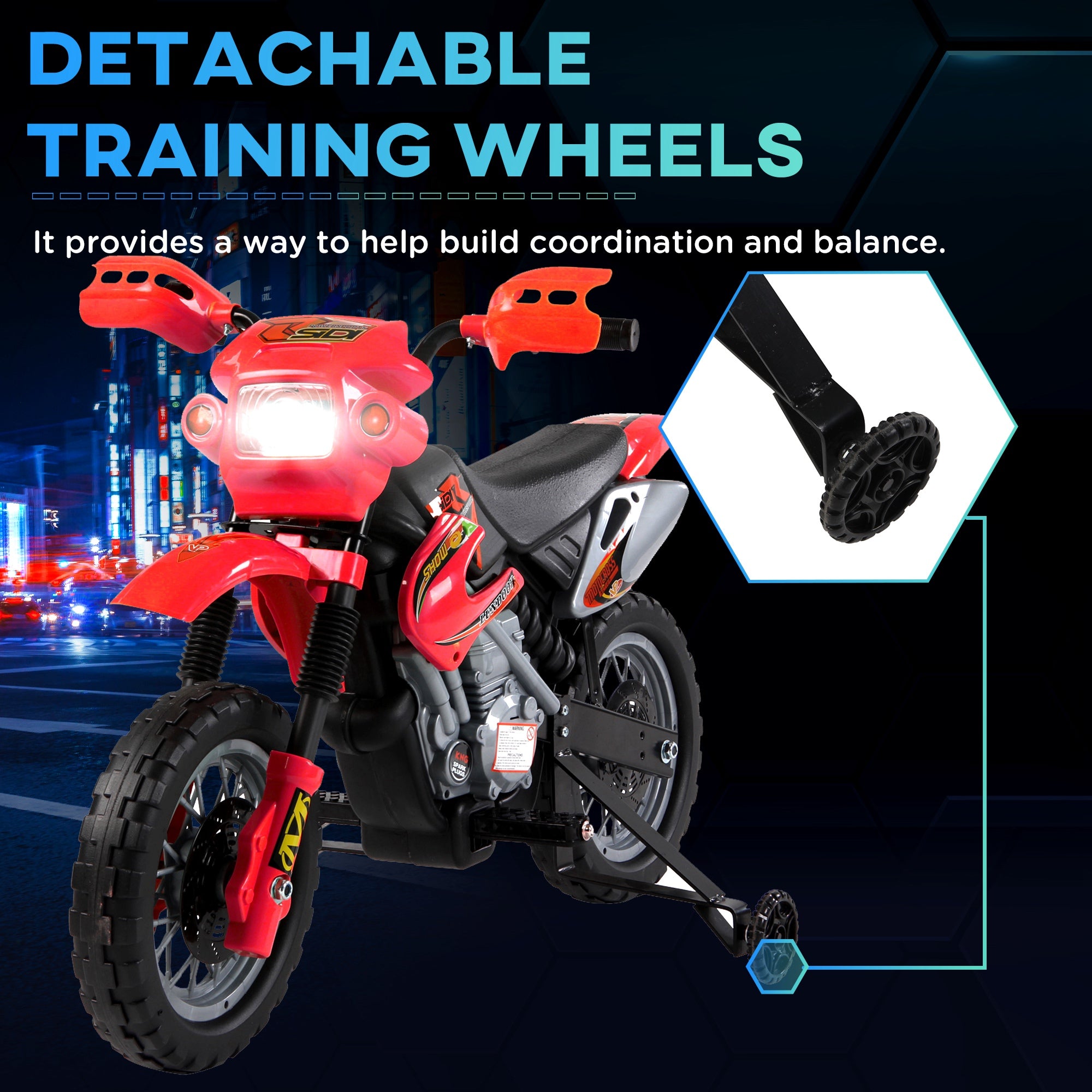 6V Kids Child Electric Motorbike Ride on Motorcycle Scooter Children Toy Gift for 3-6 Years (Red)