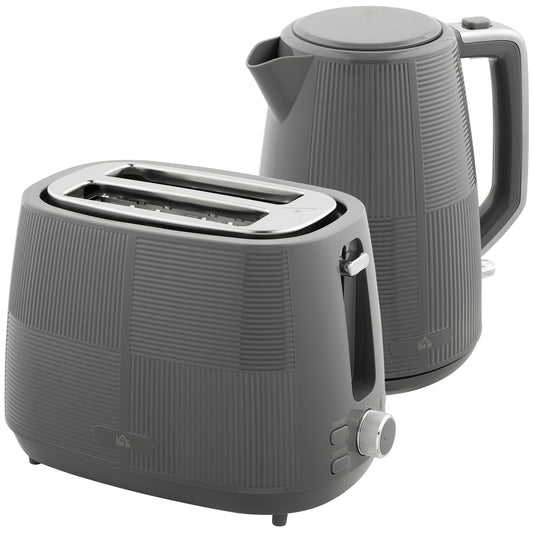 Kettle and Toaster Set, 1.7L 3000W Fast Boil Kettle & 2 Slice Toaster Kitchen Set with 7 Level Browning Controls, Defrost, Reheat, Boil-dry Protection, Grey
