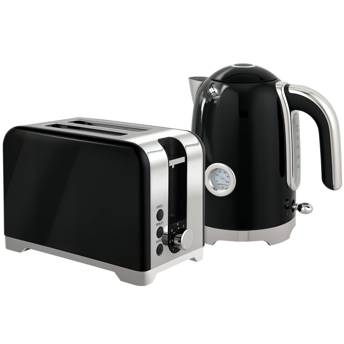 Fynco - Retro Toaster and Kettle Set - Black