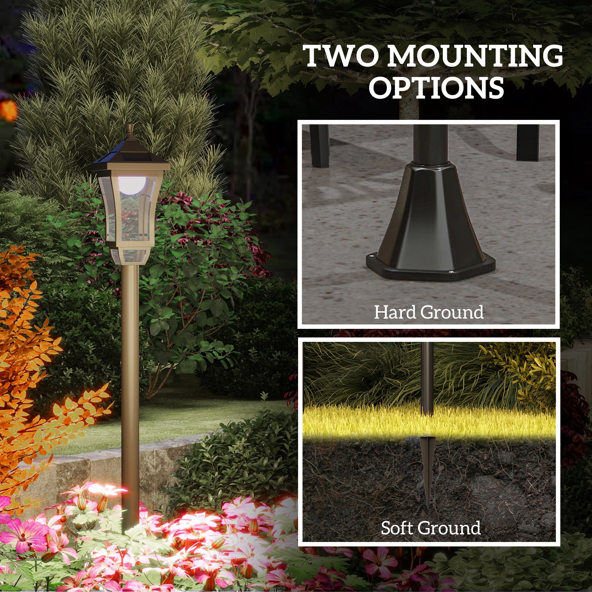 Fynco - 1.3 m Garden Lamp Post Light, LED Outdoor Solar Post Lights, Waterproof IP44 for Patio, Garden, Pathway, Cool White