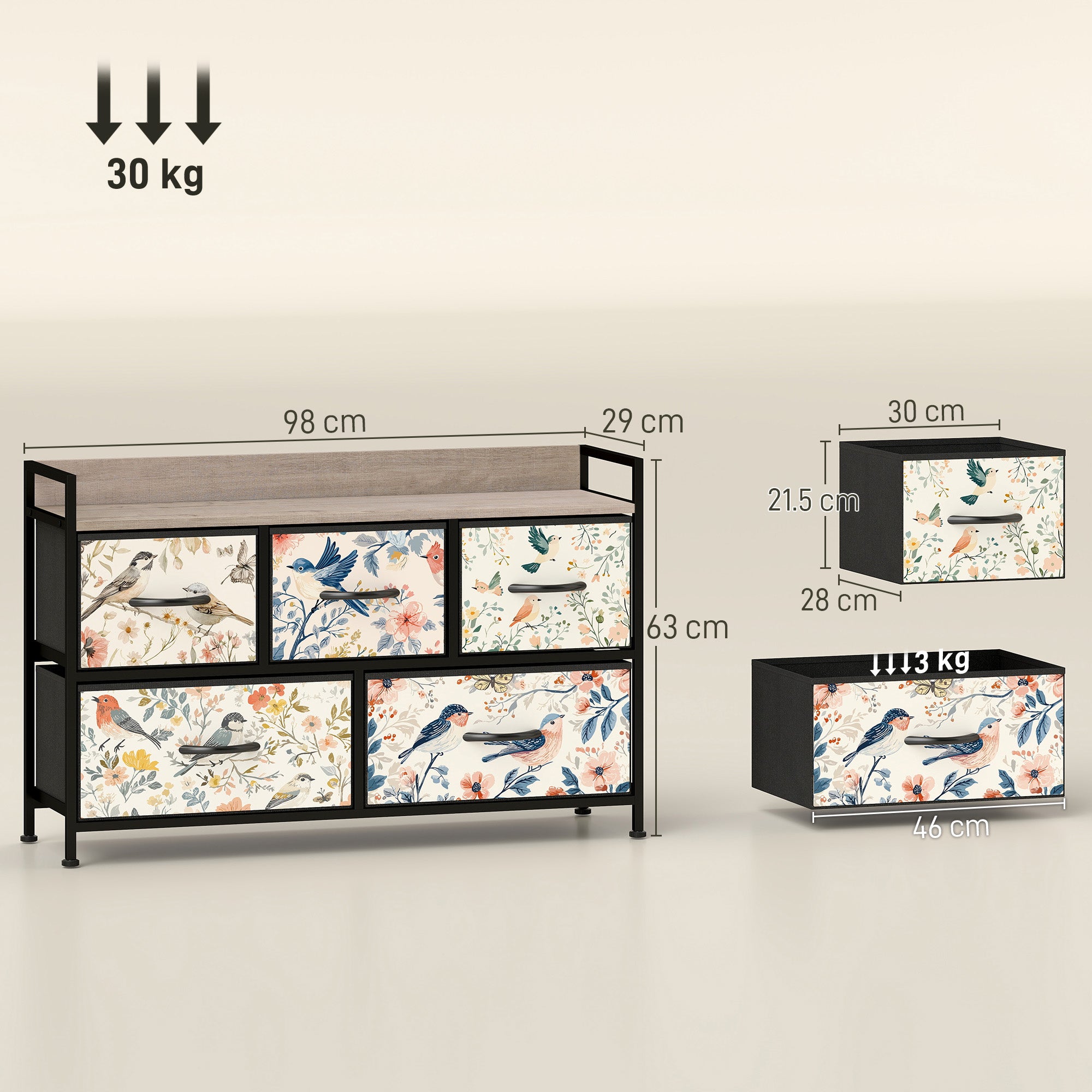 5-Drawer Chest of Drawers - White