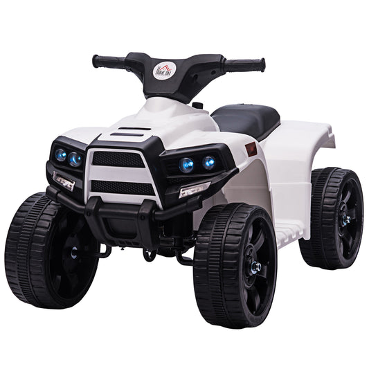 6V Kids Electric Ride on Car, ATV Toy, Quad Bike with Headlights, Horn, for Toddlers 18-36 Months White