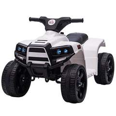 6V Kids Electric Ride on Car, ATV Toy, Quad Bike with Headlights, Horn, for Toddlers 18-36 Months White