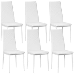 Set of 6 Faux Leather Dining Chairs - White