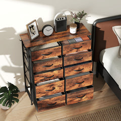 Chest of Ten Fabric Drawers - Rustic Brown