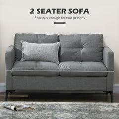 Two-Seater Sofa, with Steel Legs - Grey