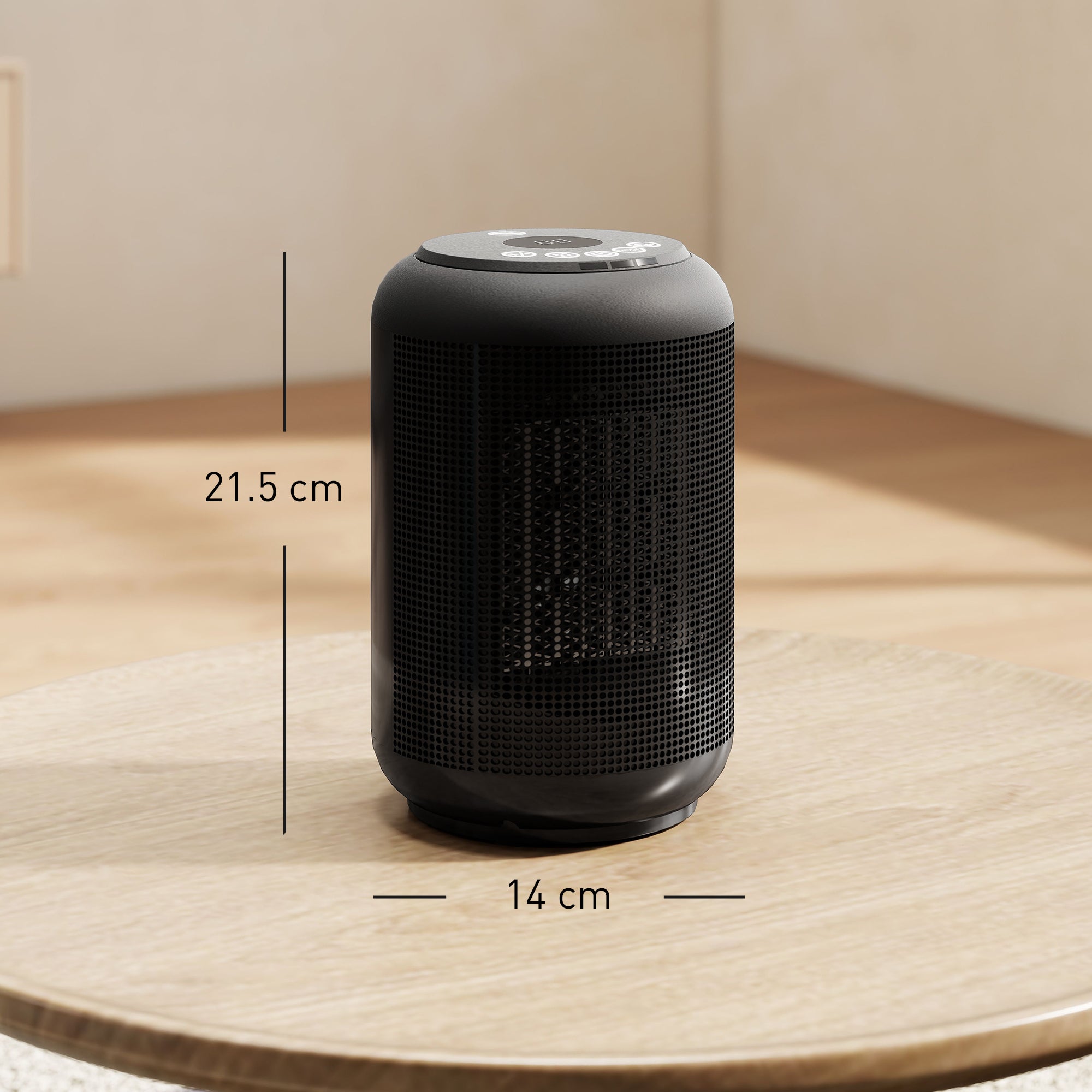 Fynco - 1500W Ceramic Electric Heater with Fan, Timer, Oscillation - Black