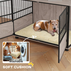 100cm Furniture Style Dog Crate Dog Cage End Table Indoor with 3 Doors Soft Washable Cushion, for Large Sized Dogs