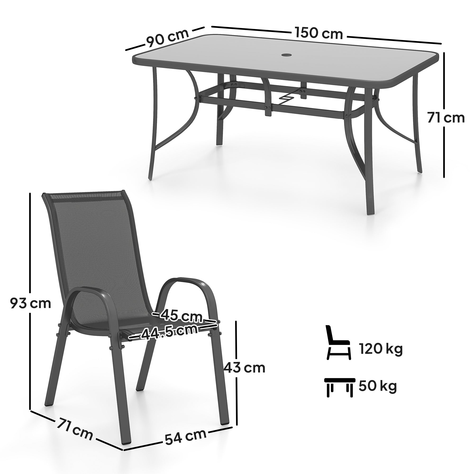 Seven-Piece Outdoor Dining Set - Charcoal Grey